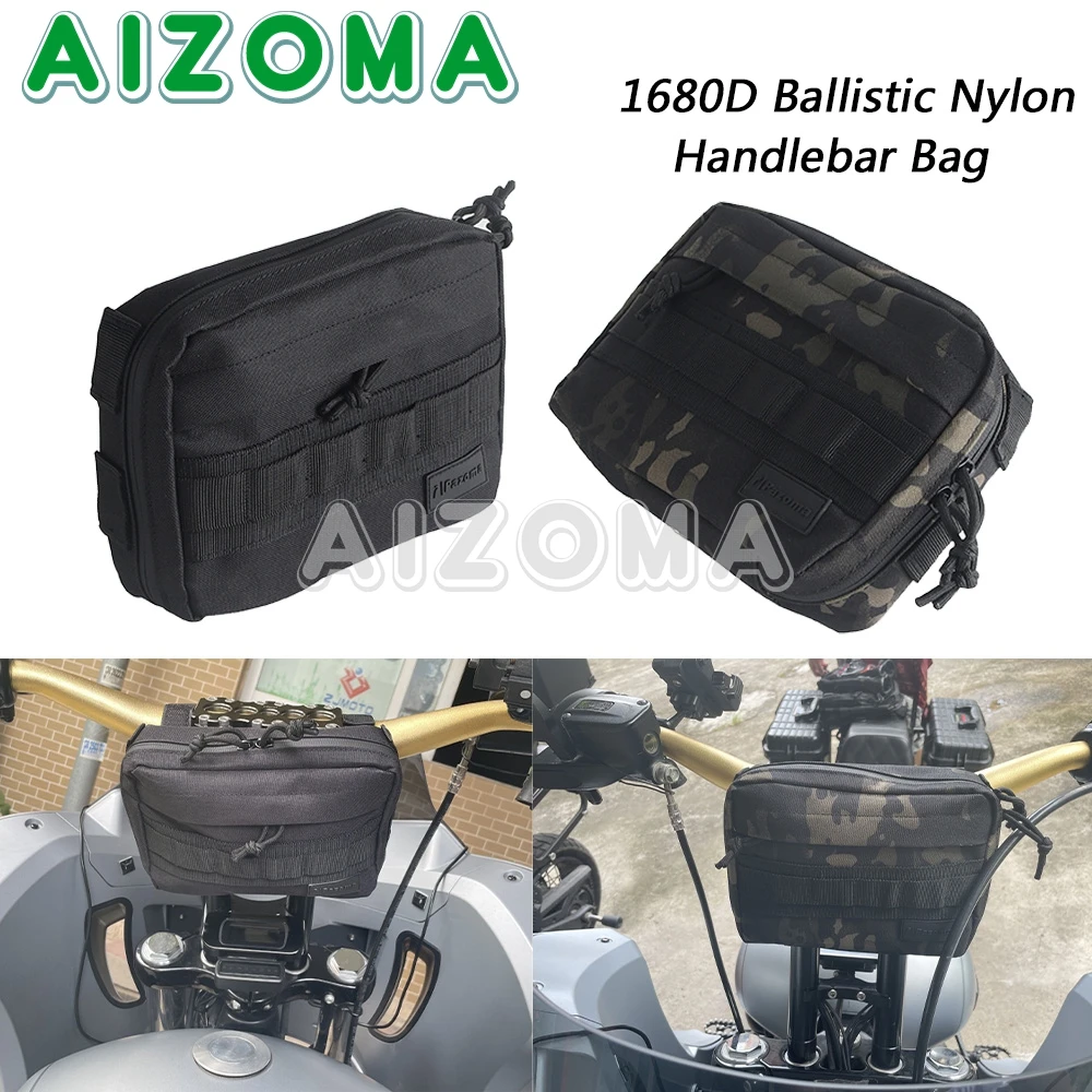 

Club Style Tall Utility Molle Traveller Bar Handlebar T-Bar Bag 1680D Ballistic Nylon For Harley Softail Dyna Sportster Touring