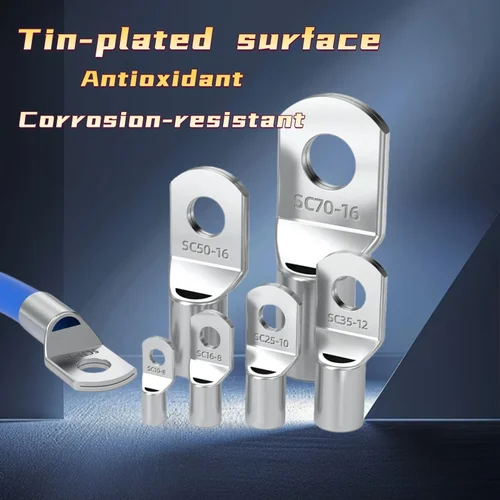 Imagen 2 del producto 5pcs-10pcs Terminal de punta de cable tipo SC SC1.5 SC4 SC6 SC10 SC16 SC25S SC50 SC70 C95 SC120 SC150, terminales de bloque de batería de cobre desnudo,