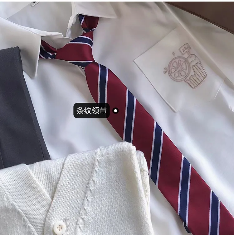 

JK Tie Uniforms Harajuku Japanese Students Lazy Stripes British College INS School Uniforms Women's Shirts Tie