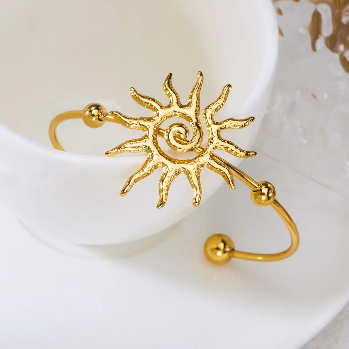 Einfache Edelstahl-Sonnenarmbänder für Damen und Herren, Gänseblümchen-, Muschel-, Spiral-, Oktopus-, Schildkröten-Armreif, Ozean-, Strand-, Urlaubsschmuck – Detail 28
