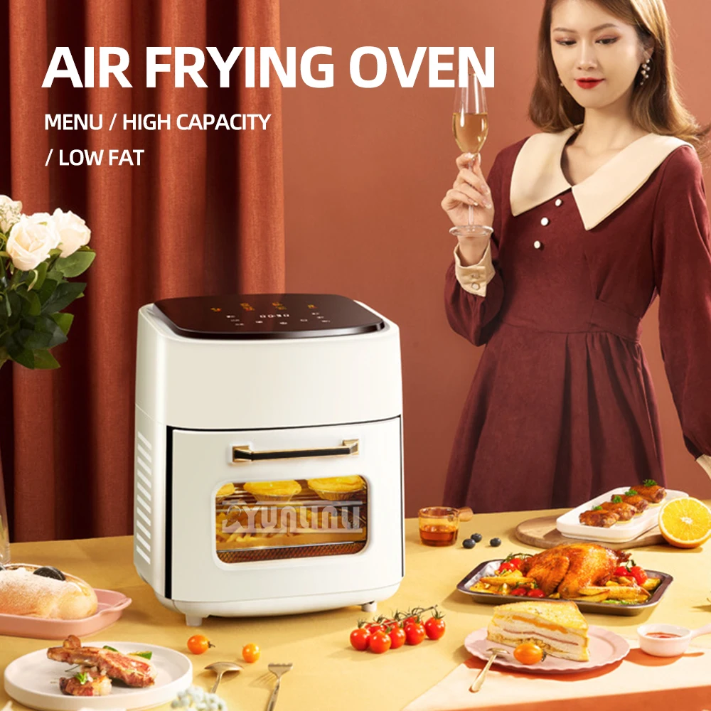 

Air Fryer，15L Large Stainless Steel Electric Oven Fruit Dryer with Touch Screen and Viewable Window