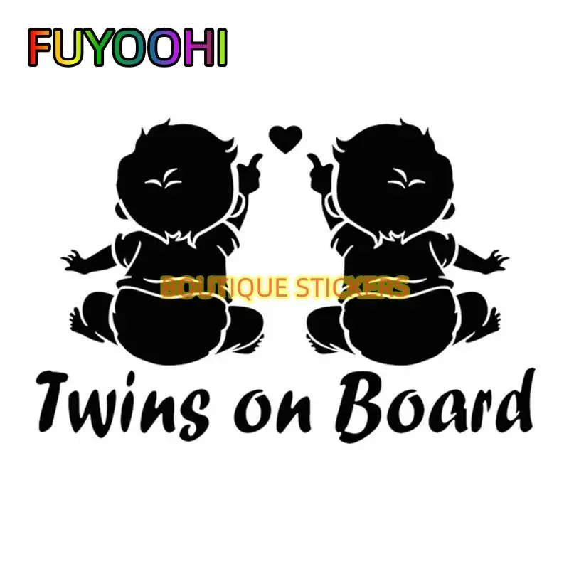 

FUYOOHI Car Sticker Decals Twins Baby on Board Funny for Car Window Motorcycle Waterproof Car Decorative Interior KK