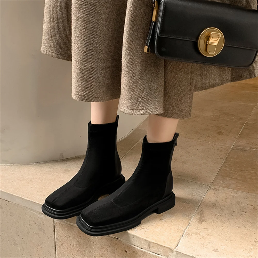 FEDONAS Fashion Women Ankle Boots Low Heels Warm Autumn Shoes Woman Round Toe Zipper Short Motorcycle Boots New Quality Shoes