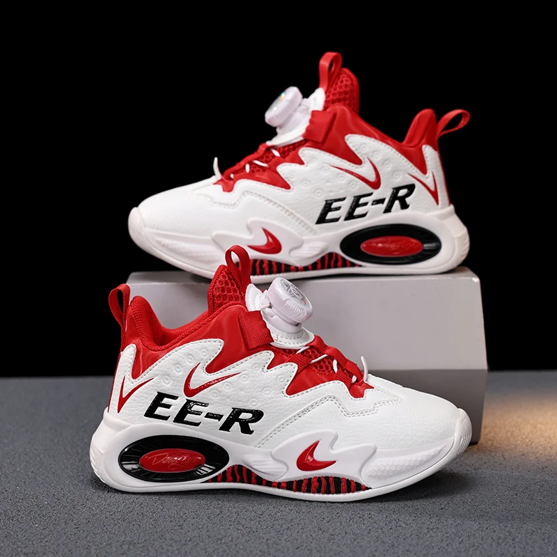 

Kids Sneakers Casual Basketball Shoes for Children High-top Ankle-protected Sports Shoes for Boys Trainers PU Leather Sneaker