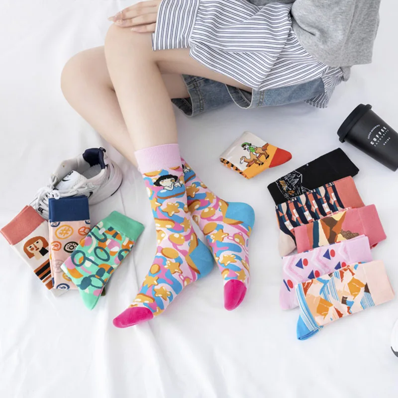 

New European and American cotton socks men and women trend all-match series trendy fashion comfortable breathable socks