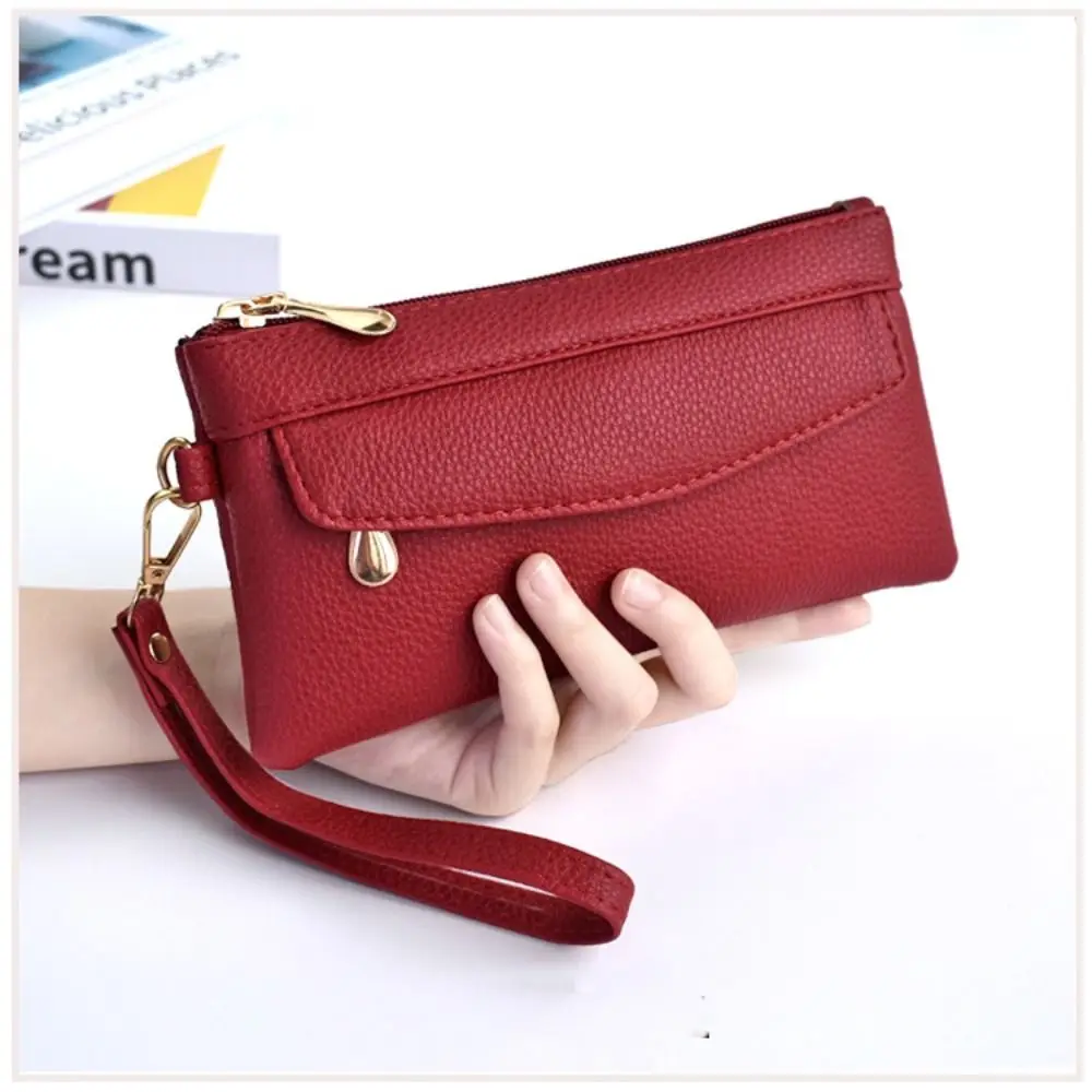

Fashion PU Leather Long Wallet Solid Color Zipper Coin Purse Handbag Women