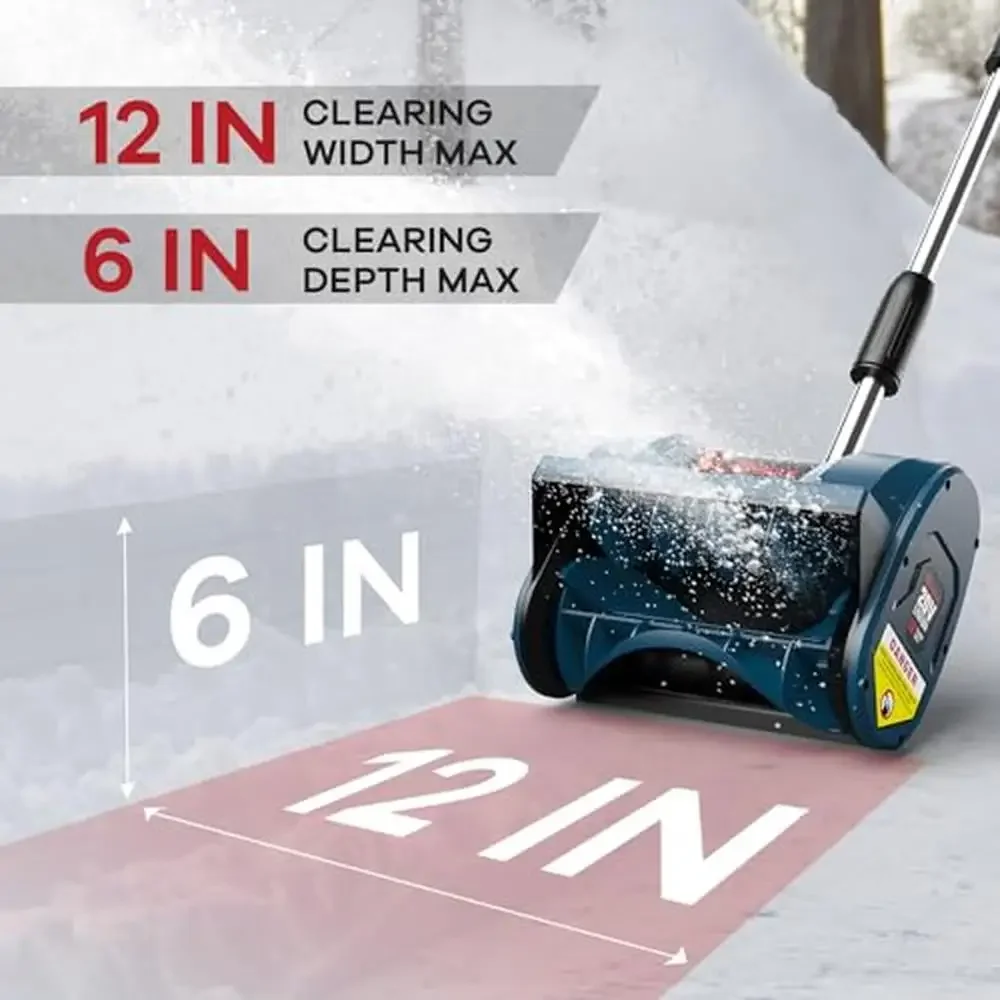 Cordless Snow Blower Lithium 20V 4-Ah Battery Powered 12-Inch Lightweight Snow Shovel with Directional Plate & Adjustable Handle