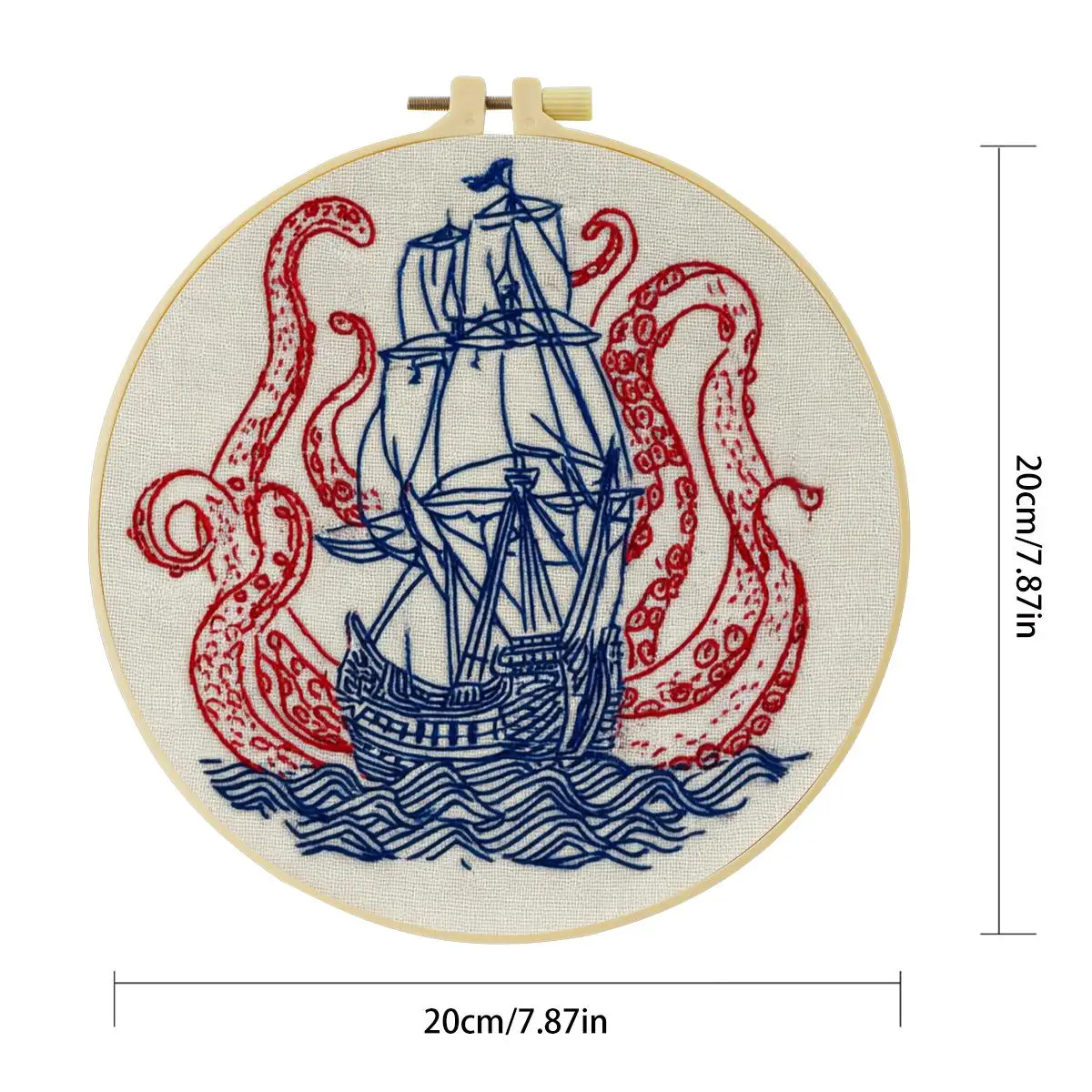 1 Stück 20X20CM/15X15CM 7,87/6,3 Zoll Oktopus-Krisen-Stickerei-Starter-Kit DIY-Kit DIY-Stickerei-Set Handarbeiten Nadelkunst – Detail 4