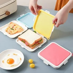 Portable Sandwich Toast Bento Box Reusable Silicone Sandwich Box Eco-Friendly Lunch Food Container Microwavable Dinnerware