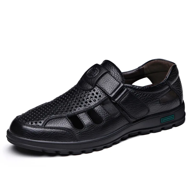 Sandalias de cuero genuino con agujeros para hombre, calzado informal de negocios con agujeros, oferta especial de verano, 2024