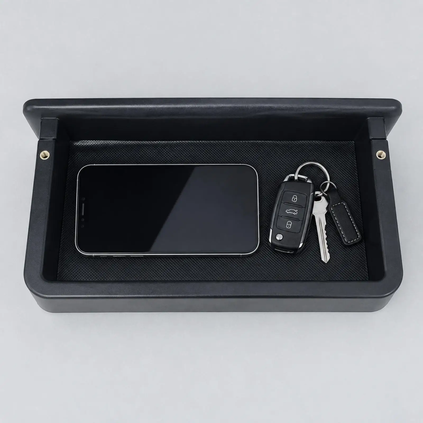 Car Center Console Tray for Golf 12.9 Inch ABS Dashboard Storage Box with Circular Pad and Side Supports