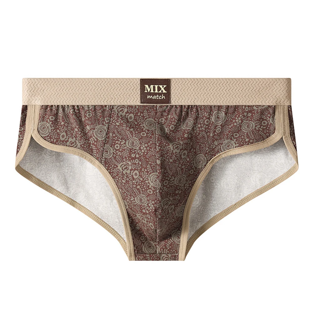 

Breathable Retro Men\\'s Briefs Underpants with High Fork Cut and U Convex Pouch Printed Pattern for Everyday Use