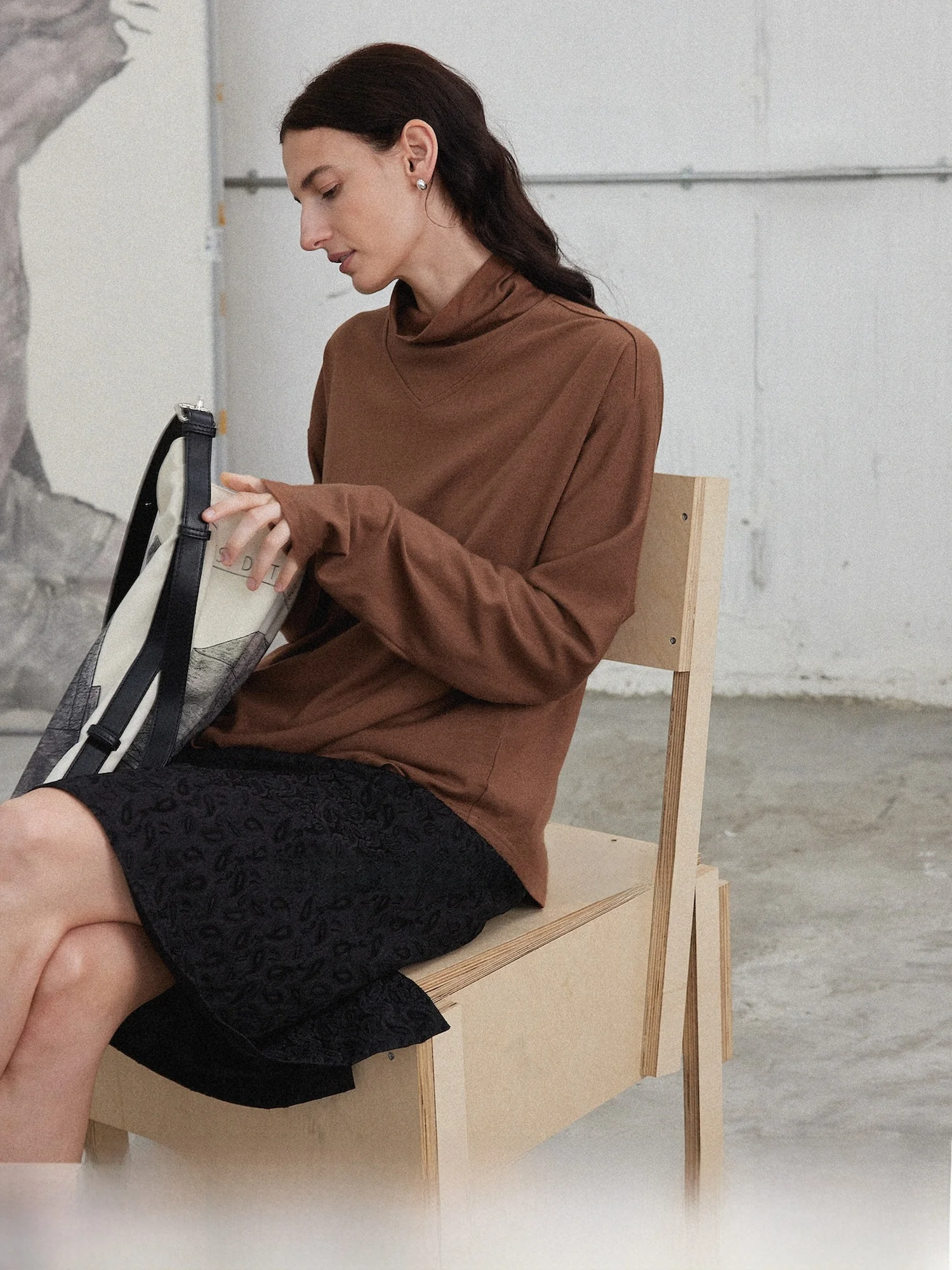 

AMOR Camere Wool High Ne Loose Base T-irt Ele Sle Knitted Sweater Women's Faion Autumn Winter New Arrival