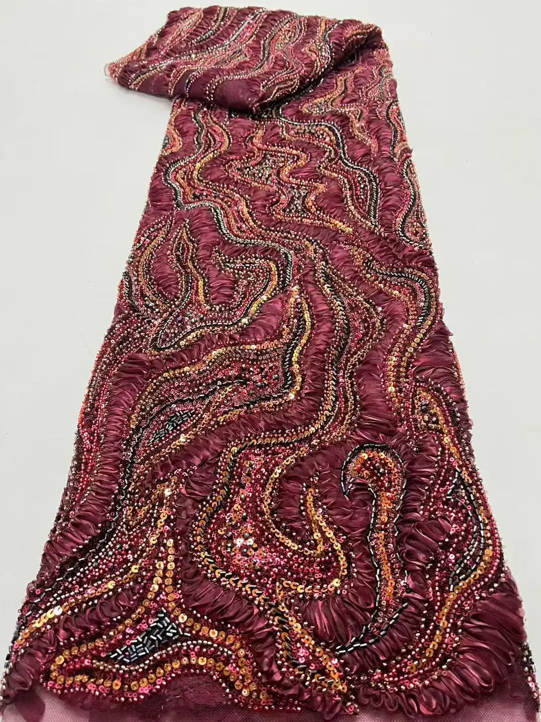 

Африканское 3D-кружево с цветочным узором и бисером, французское нигерийское кружево с пайетками 2026 года для свадебных и праздничных платьев