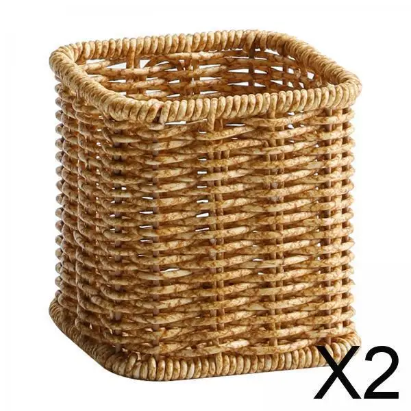 

Тканый настольный органайзер, декоративный держатель для карандашей, портативный чехол для хранения чашек для ручек для кистей для макияжа, офиса и дома