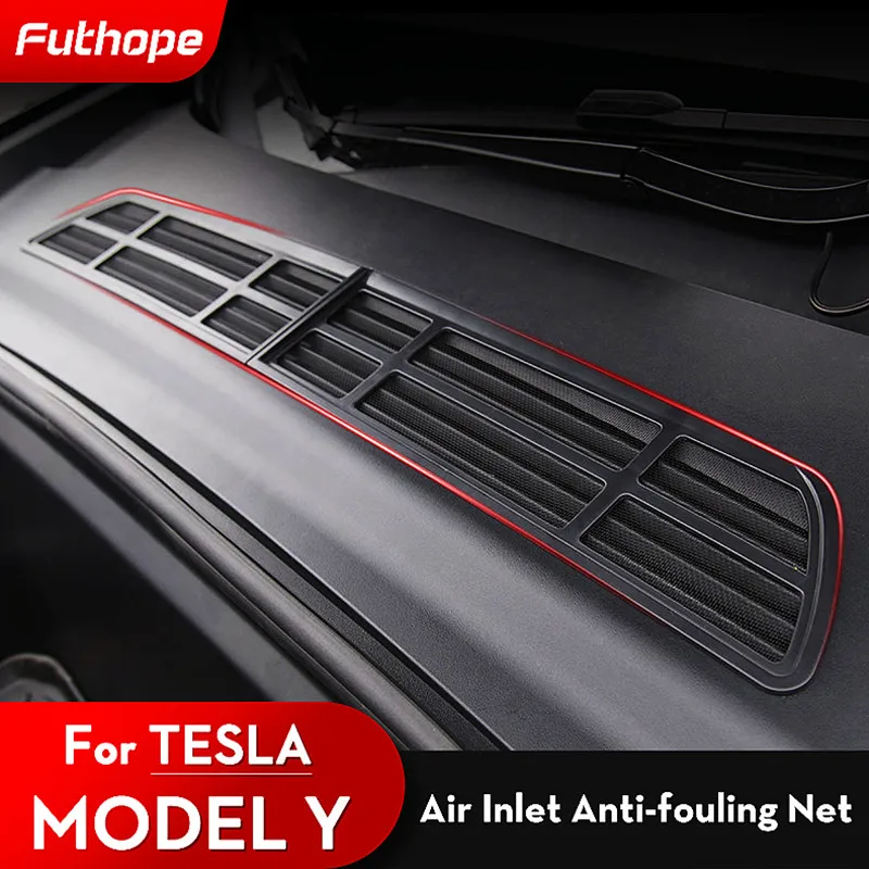 

Futhope 2pcs Air Inlet Protective Cover for Tesla 2020-2024 Model Y Anti-insect Anti-fouling Front Cover Air-conditioning Cover