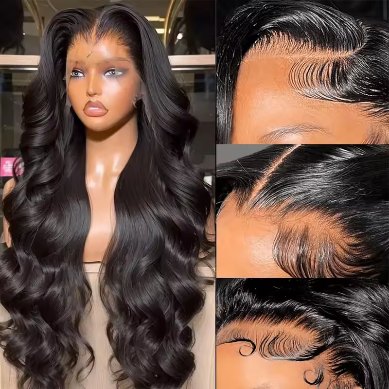 40 Inch 13x6 Body Wave Human Hair Frontal Wig 13x4 HD Lace Natural Black Front Wig Pre Plucked Human Hair Wigs For Black Women - Image 3