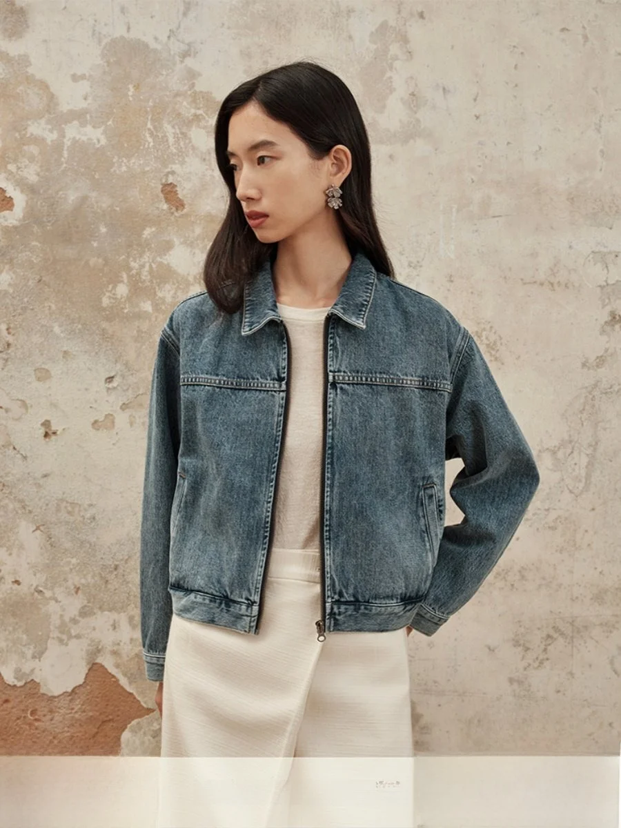 

Джинсовая куртка ForPoem Original Design в стиле ретро, повседневная, универсальная, маленького размера, женская, модная, осенняя, хлопковая