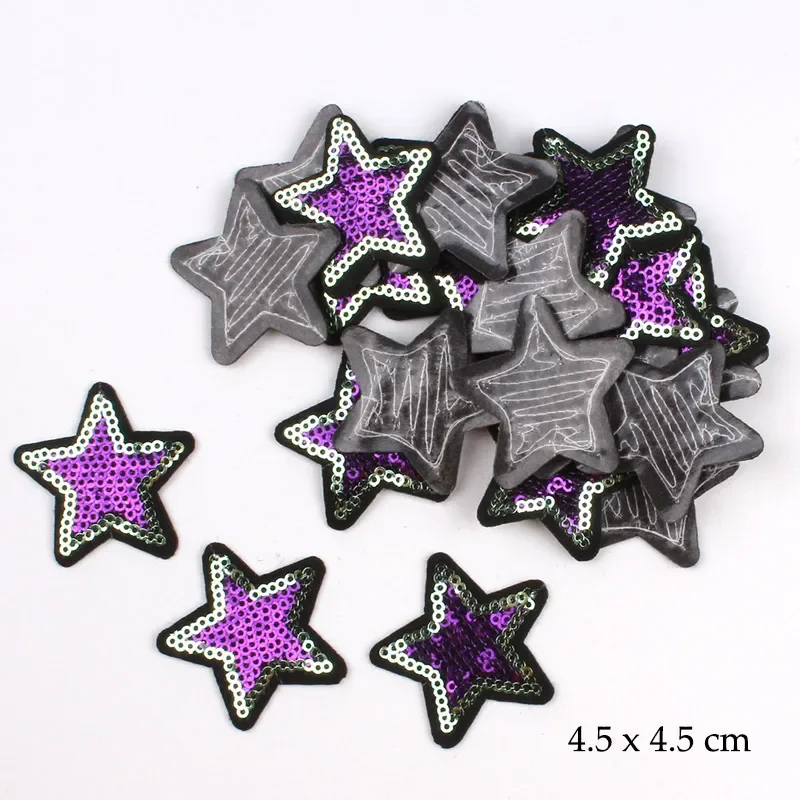 11 Systle 5pc Embroidered Sequin Small Star Patches for Clothing Iron on Clothes Smile Gold Silver Appliques Stripes Sticker Diy