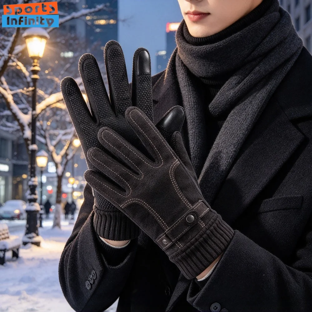 Men's Adult Thermal Finger Gloves, Winter Warm Gloves for Outdoor Riding & Daily Travel - view 3