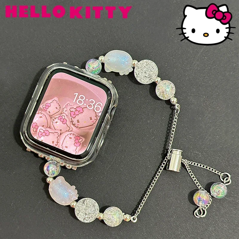 Sanrio Hello Kitty Strap for Apple Watch Band 45mm 44mm 42mm 41mm 38mm 49mm 40mm Creativity Women Iwatch Series Ultra 9 7 Se 8 5