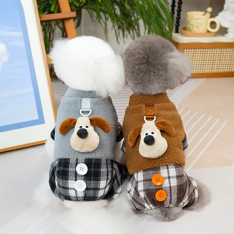 

Small Dogs, Dogs, Plaid Pets, Clothes with Traction Buckles, New Fleece Pet Clothes for Autumn and Winter.