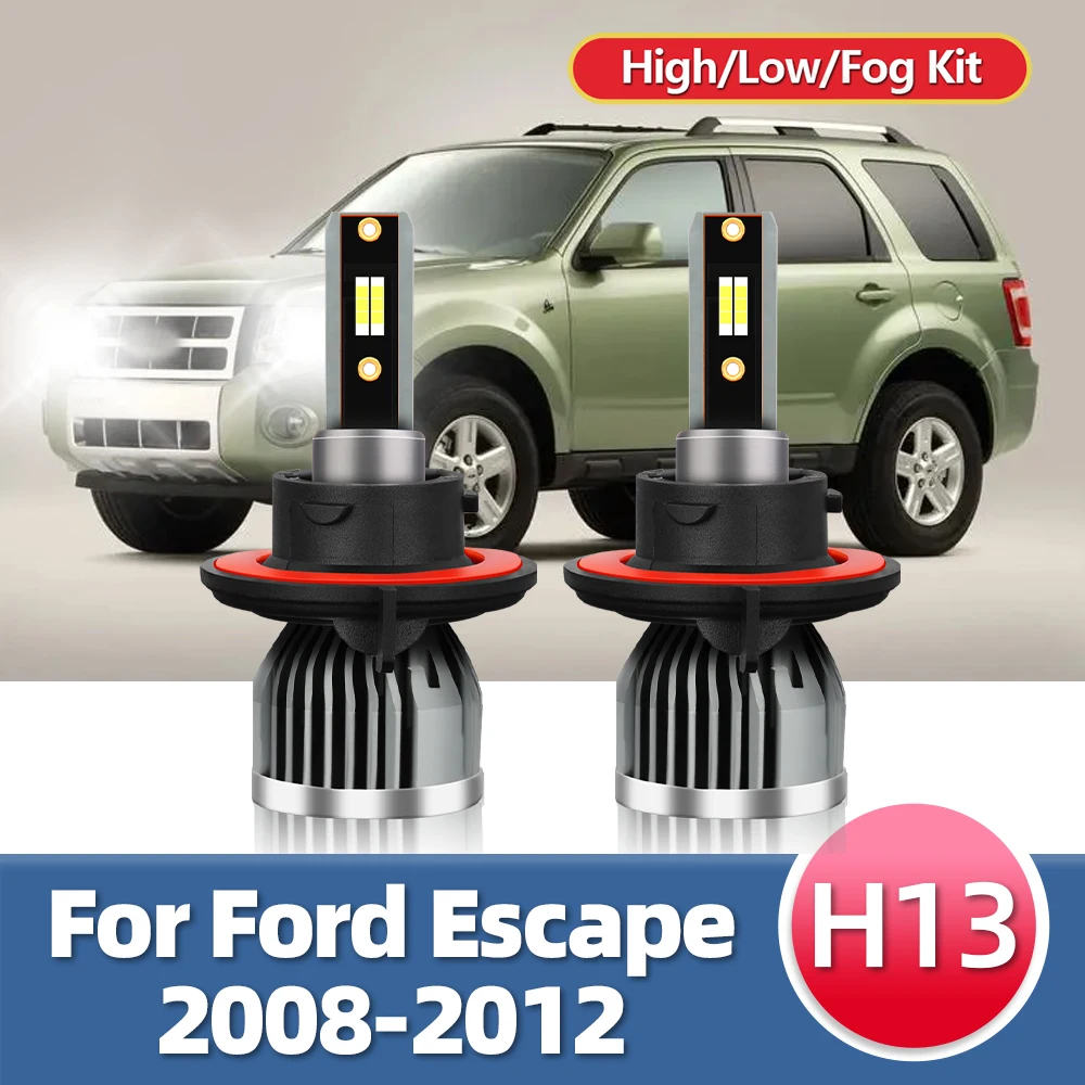 

2x LED Headlight Bulbs H13 HI/LO Beam Front Car Headlamp Kit Brightness CSP Lamps For Ford Escape 2008 2009 2010 2011 2012