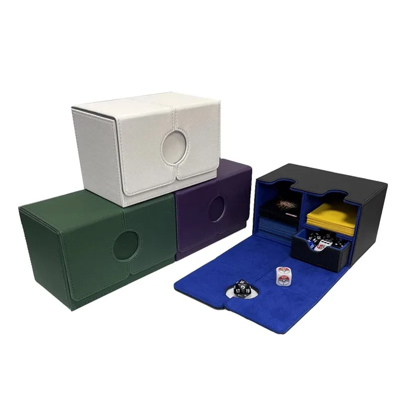 Boîte de jeu de cartes avec plateau à dés pour cartes MTG, plus de 160 cartes, boîte de rangement pour cartes, convient pour TCG CCG, étui en cuir PU à aimant puissant pour cartes de collection