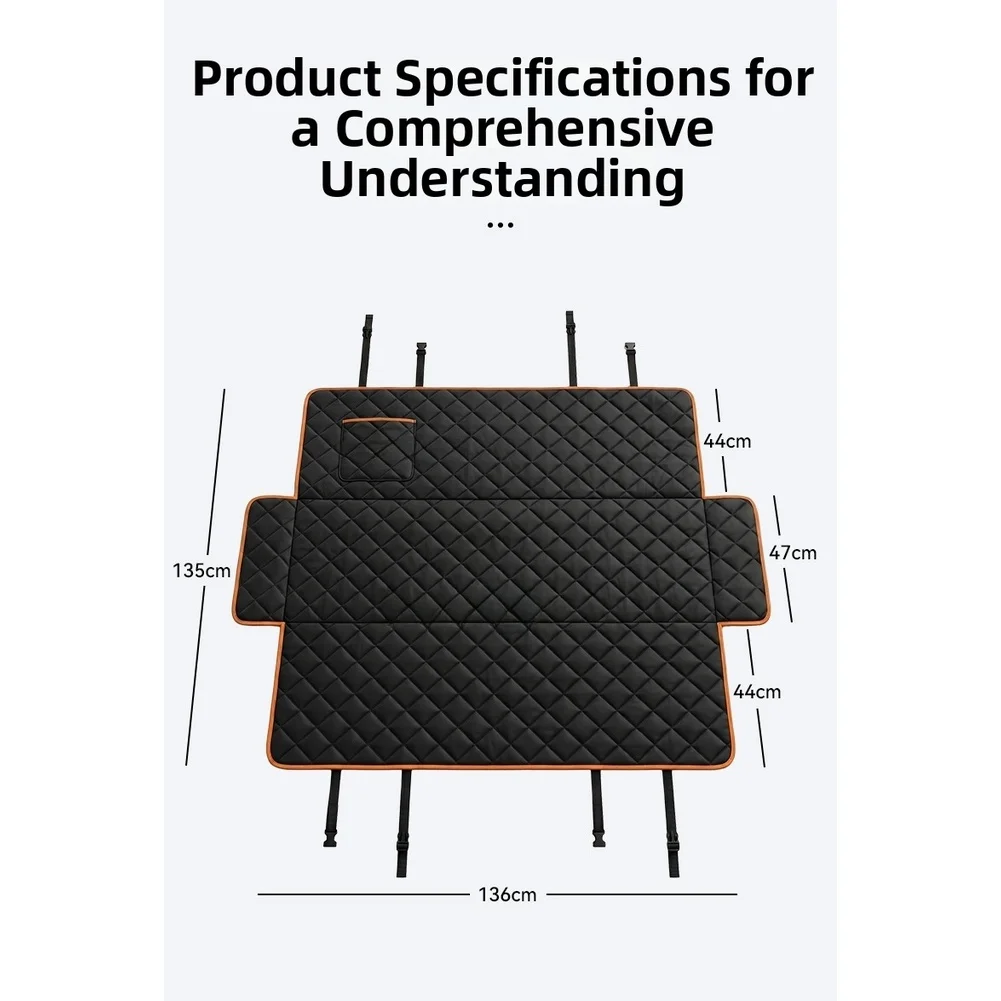 Car Pet Seat Pad 136 135cm Waterproof for triple Layer Composite Fabric Non-Slip Quilted Stitching Long Lasting Use
