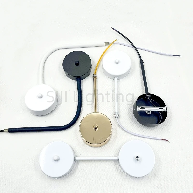 Iron Lamp Base Light Fixture Shifter Ceiling Plate with Flexible Pipe Ceiling Rose Iron Tube Lamp Positioner Interchangeable DIY