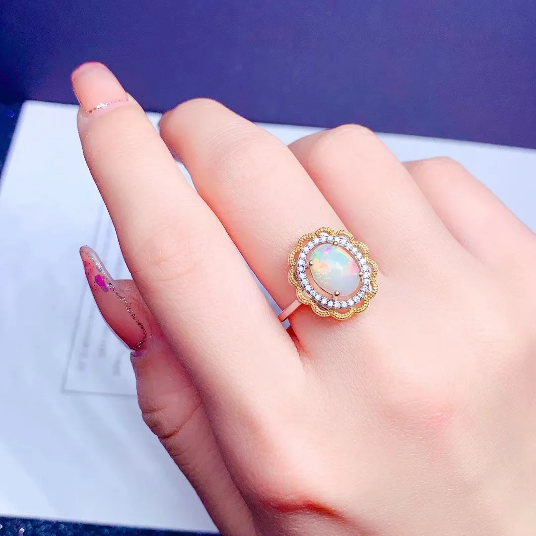 New Opal Ring Carry Certificate Ladies 926 Silver Ring Free Shipping