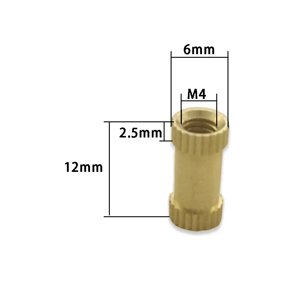 5 pezzi denti interni M4 M6 dado intarsio in ottone puro dado in rame stampato ad iniezione accessori lampada intarsio in rame goffrato