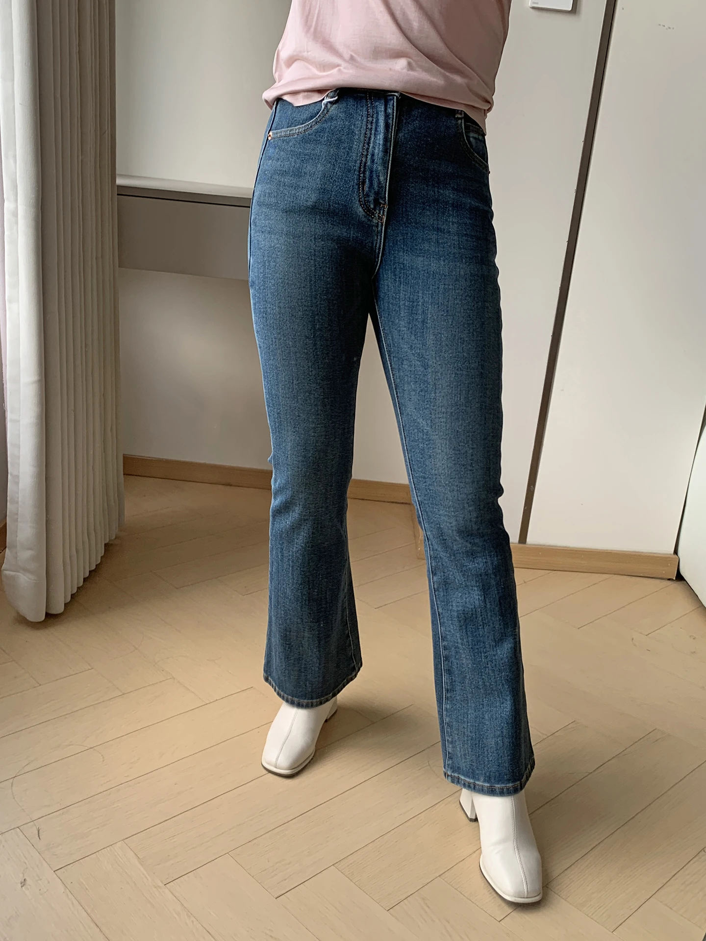 

Женские джинсы Thiened Fce с высокой талией, осенне-зимние прямые брюки с микрорасклешенными супермодельными джинсами, эластичные брюки с девятью точками...