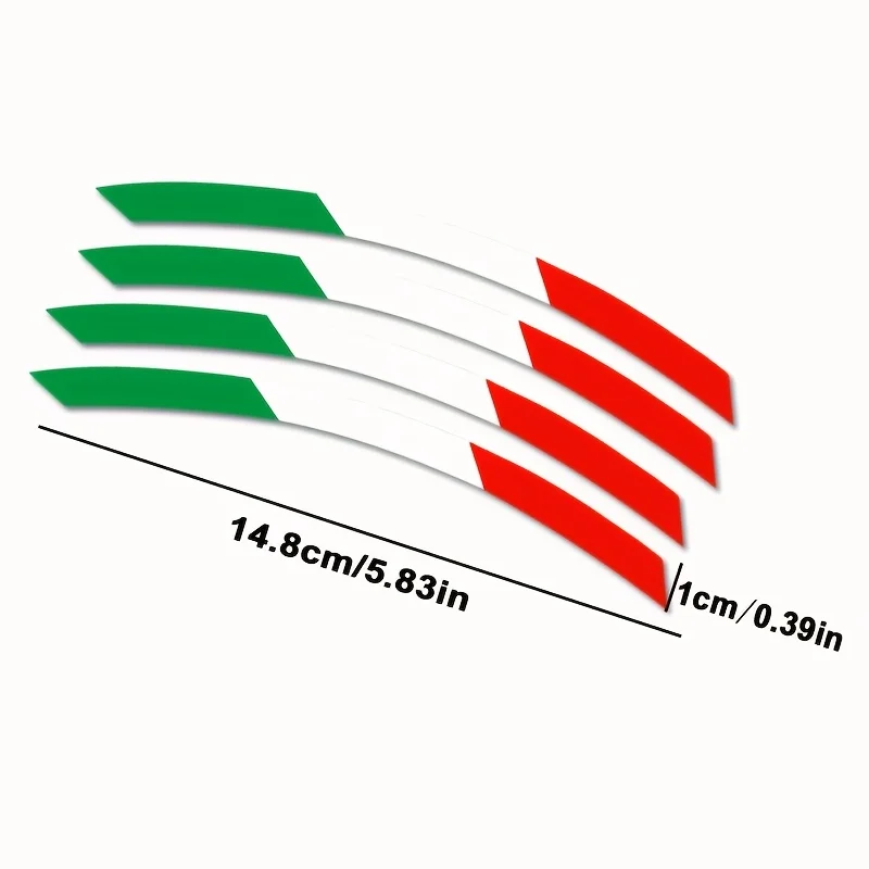 4Pcs Italy Flag Wheel Sticker Set, Tricolor Modified Decal, Waterproof Scratch Resistant Rim Decor