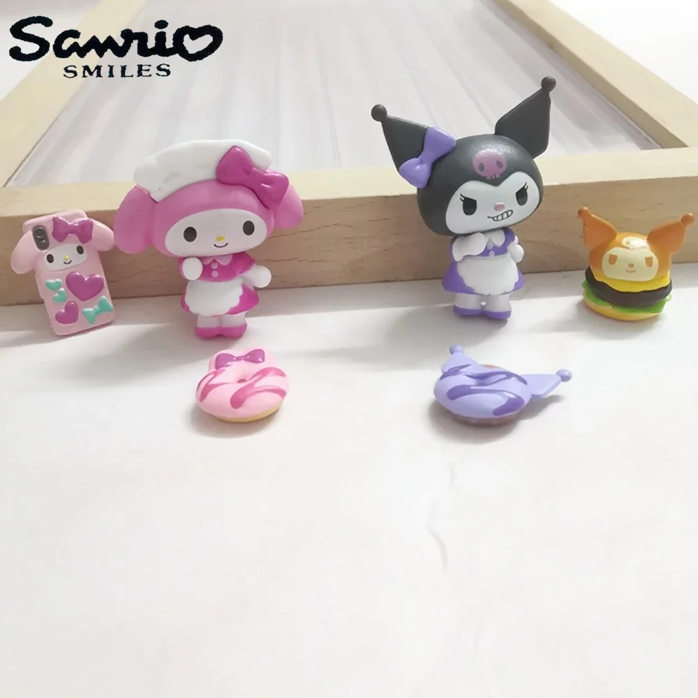 Sanrio Kawaii 5Cm Figure Anime Melody Kuromi Doll Diy Cake Biscuit Burger Decoration Christmas Phone Patch Gifts For Childrens