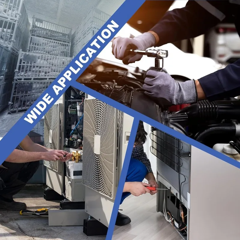مقياس رقمي متعدد، مجموعة مقاييس تيار متردد رقمي لثلاجات HVAC مع مشبكين لميزان الحرارة و3 خراطيم، لـ R22/R410A/R134A/1234Y