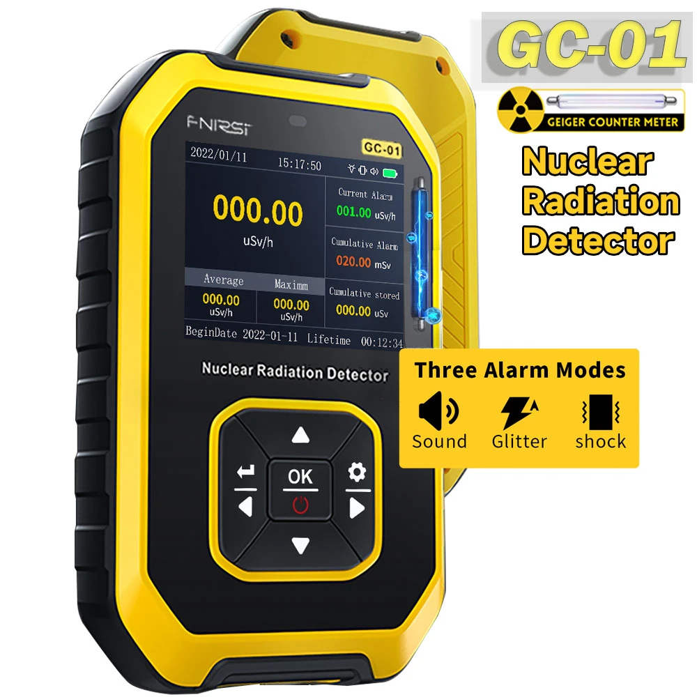 

FNIRSI GC-01 Geiger Counter Nuclear Radiation Detector Personal Dosimeter X-ray γ-ray β-ray Beta Radioactivity Tester EMF Meter