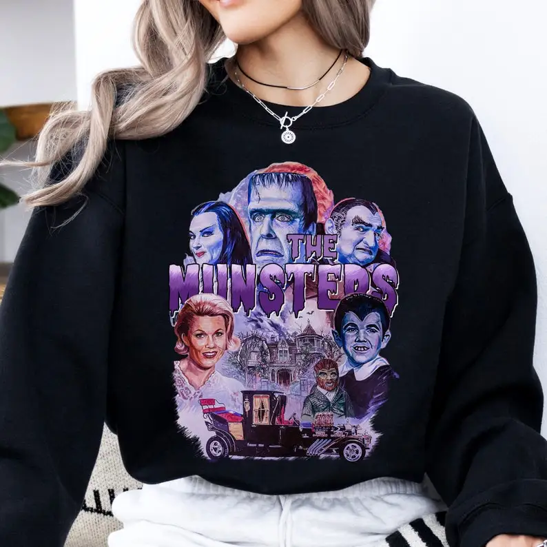 

Cute Gothic The Munsters Sweatshirt, Classic Horror, Goth Sweatshirt, Alt Sweatshirt, Retro, Vintage Television, Crewneck, Gothi