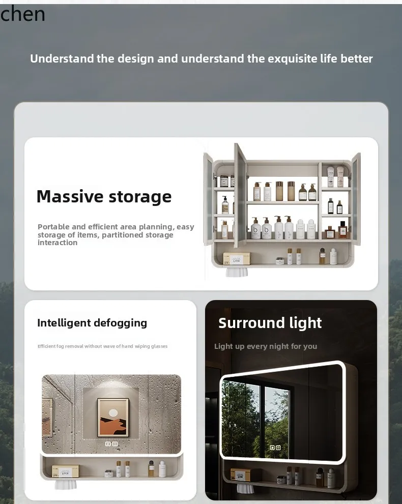 HXL Arc Bathroom Mirror Cabinet Smart Mirror Box Storage Bathroom Vanity Mirror