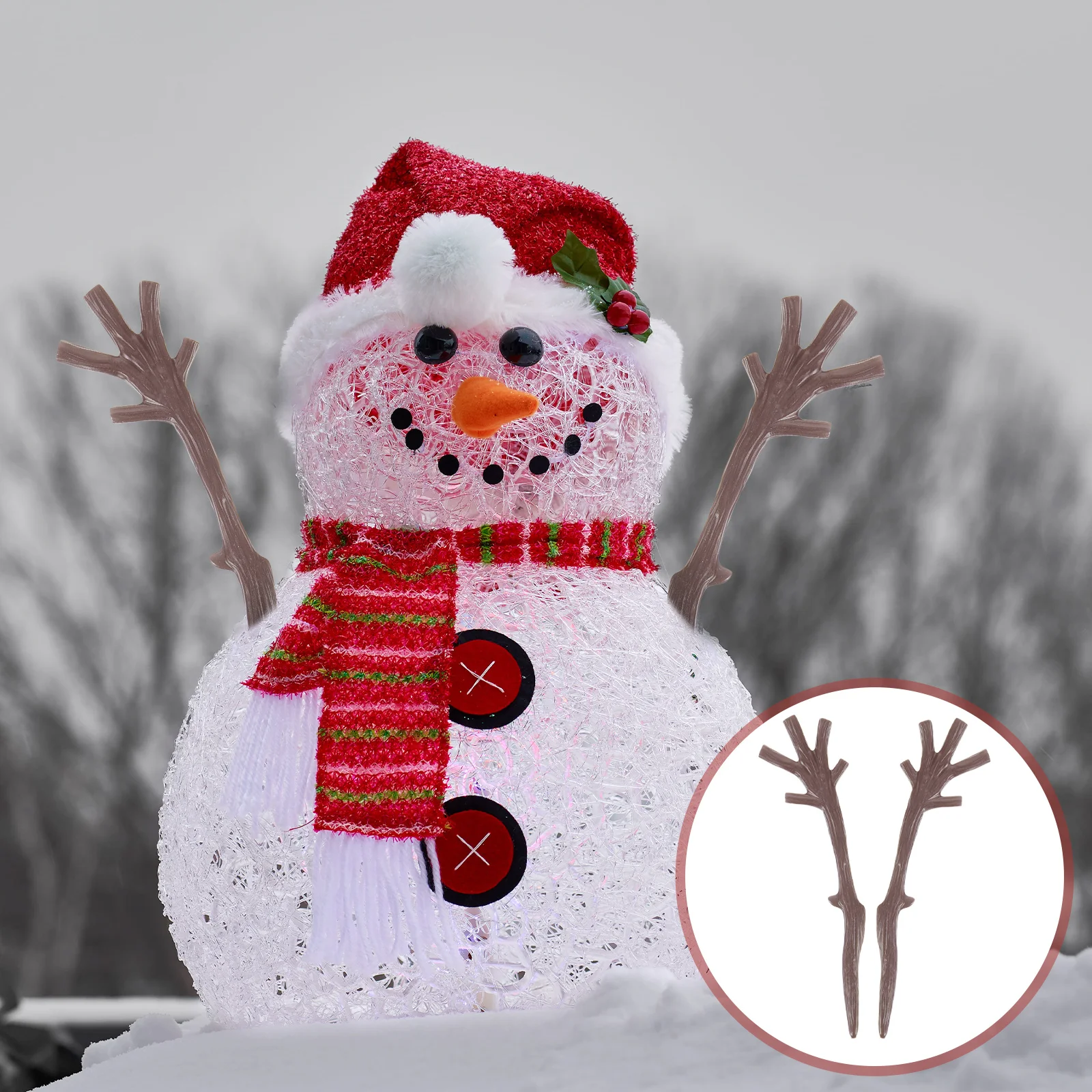 

100 Pcs Christmas Snowman Hand 78x20mm Plastic Branch Antlers Decorations Pendant naments Craft Supplies for Home Party