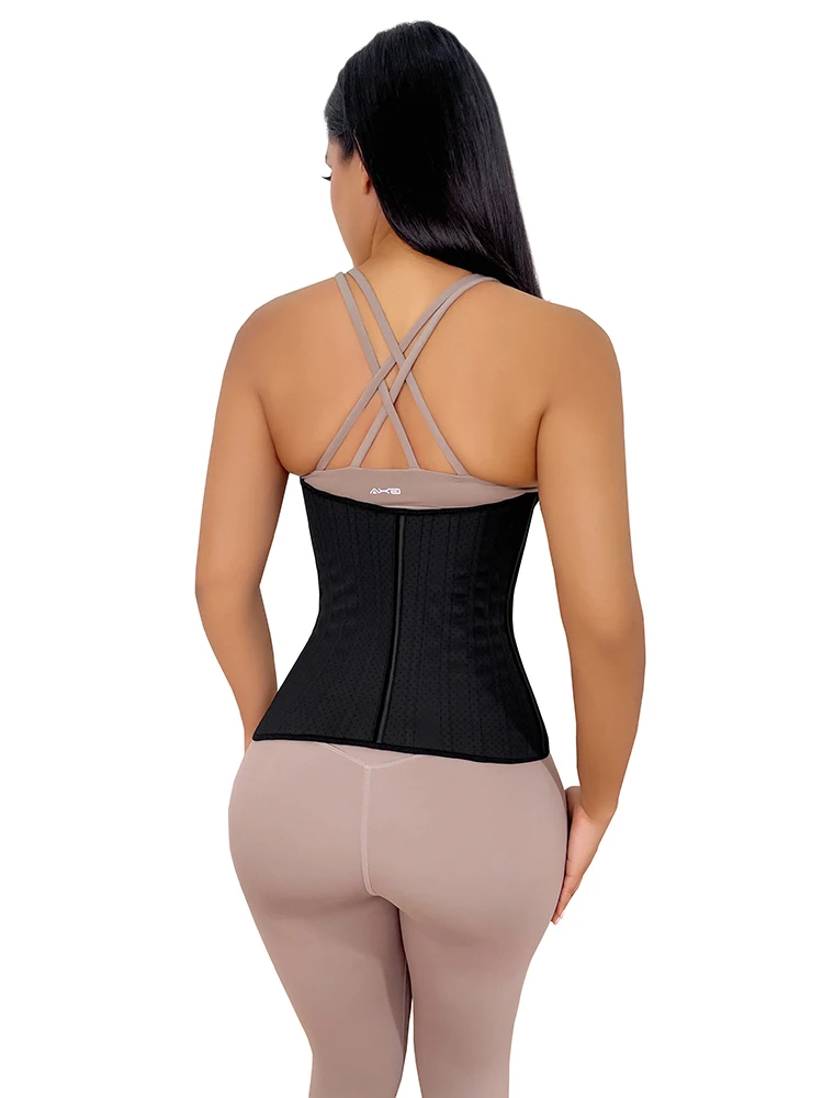 25 Steel Boned Latex Corset Women Perforated Waist Trainer Underbust Korset Girdle Belt 8753