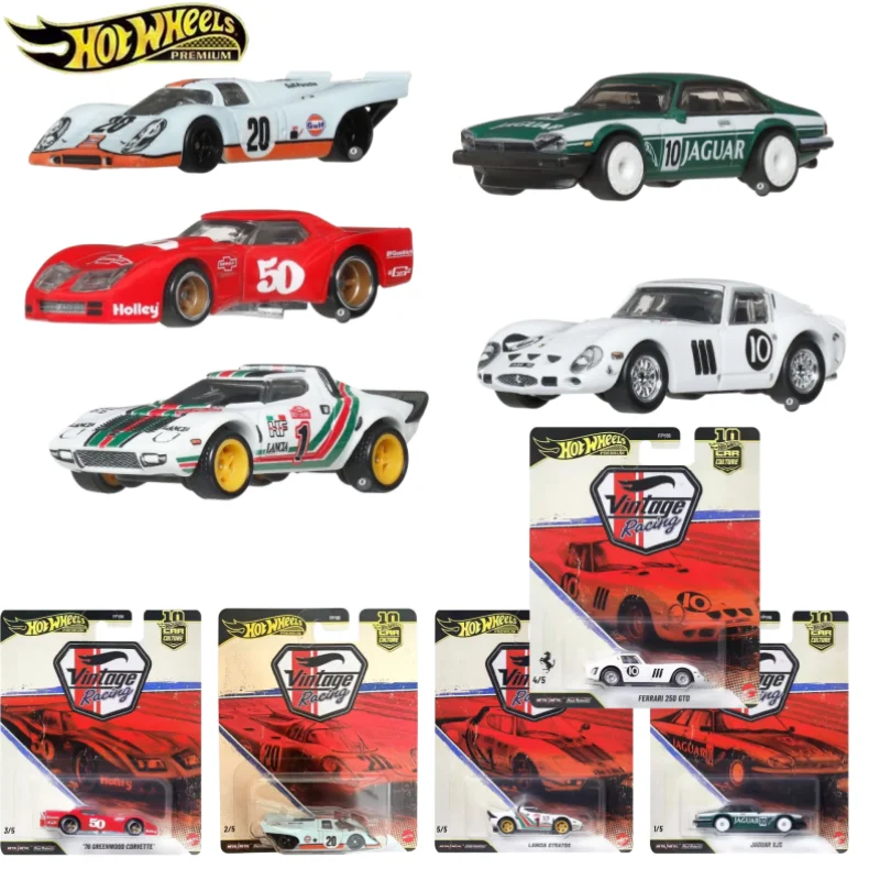 Nuevo Hot Wheels Premium Series Car Culture VR, Modelos de Autos Clásicos de Carreras: Porsche 917K, Ferrari 250GTO, Jaguar XJS, Juguetes de Metal Fundido FPY86