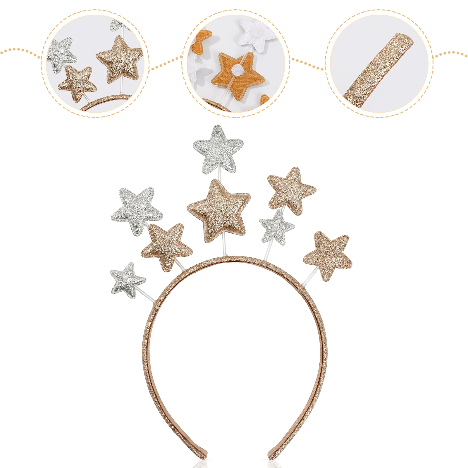 Star Headband Hair Hoop Party Adult Halloween Costume Pentagram Gold Decor Luxury