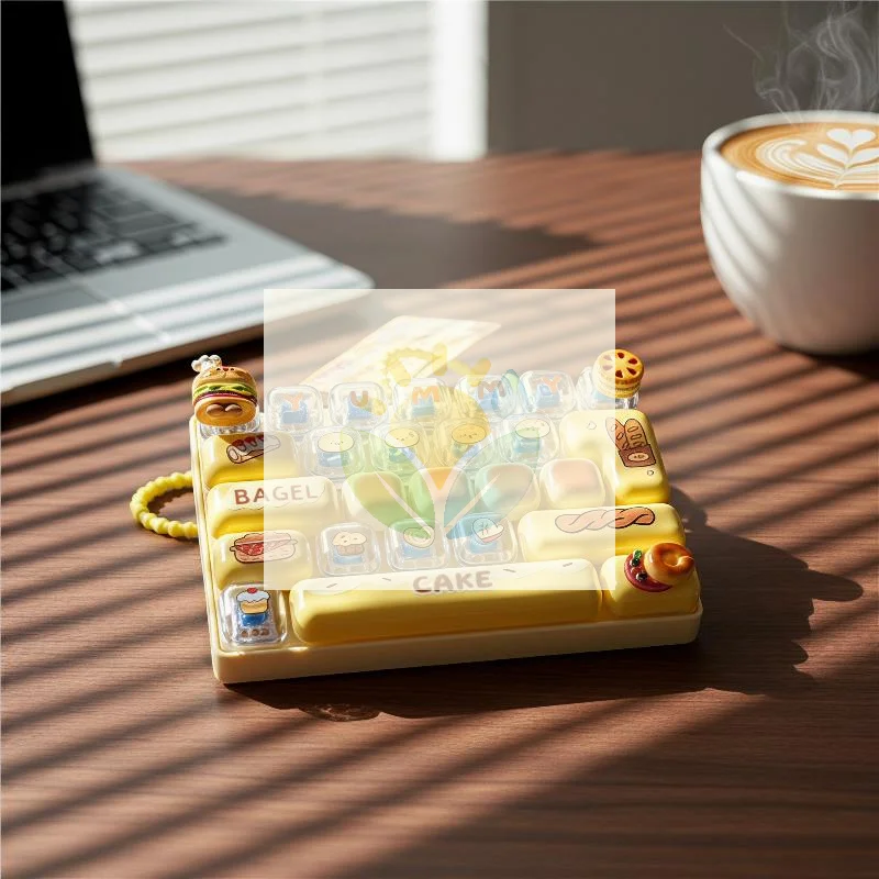 Mini Burger Bagel Decompression Fidget Toy 1Pcs 26 Key Click Button Keychain Cute Stress Reliever for Kids Birthday Gifts
