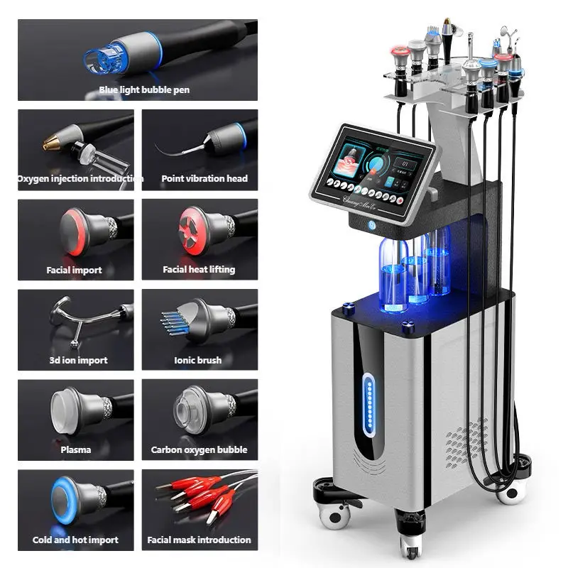 Professional 11 in 1 Multi-Function Beauty Device for Facial Eye Scalp Care Oxygen Jet Machine Acne Skin Repair