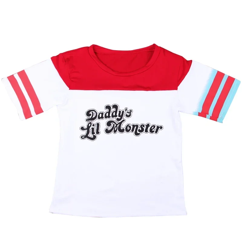 Halloween Kids Suicide harley Cosplay Costumes Squad Quinn Monster Jacket Pants Girls Christmas Party Uniform With Wig Gloves