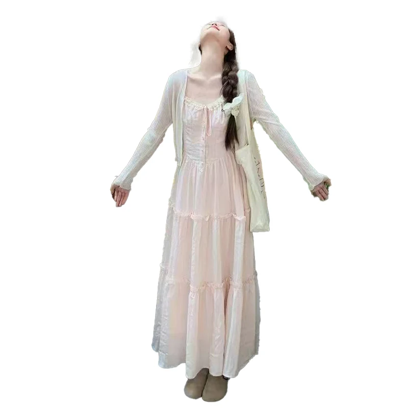 Vestidos sem mangas vestido feminino y2k 2000s outono veludo cottagecore literário em camadas aconchegante minimalista único suave jovem ol