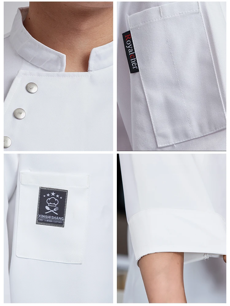 Ropa de cocina para comida, chaqueta de cocinero para restaurante, monos de camarero de panadería, uniforme de Chef de Catering, abrigo de Chef de manga larga para talla grande