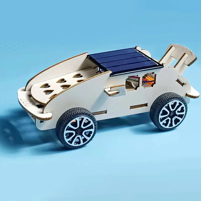 Handmade Science Experiment Learning Toy Gifts for Children Early Education DIY Assembly Wooden Solar Power Car Model