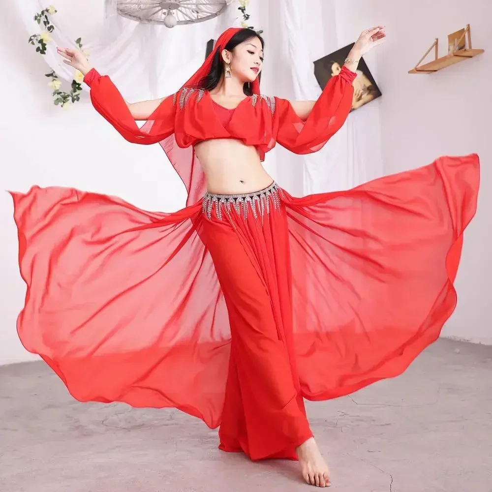 Dançarina dança do ventre terno vermelho senhora fada palácio dança saia muwashahat estilo folclore 2020 novo design desempenho traje